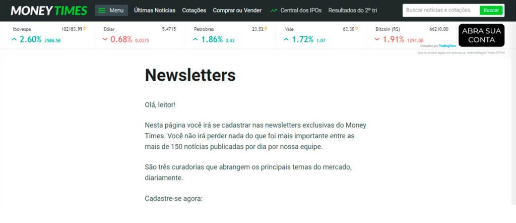 newsletters de economia money times